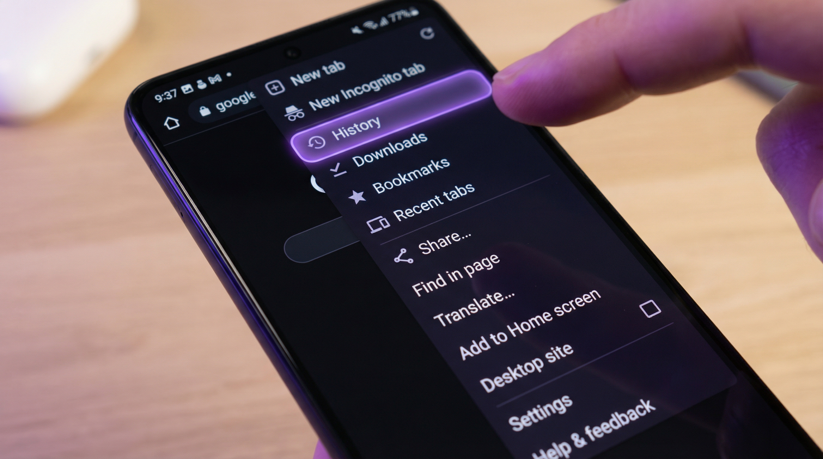 Geçmiş Menüsüne Gidin